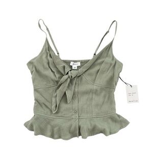 NWT Green Sleeveless Top with Tie Front